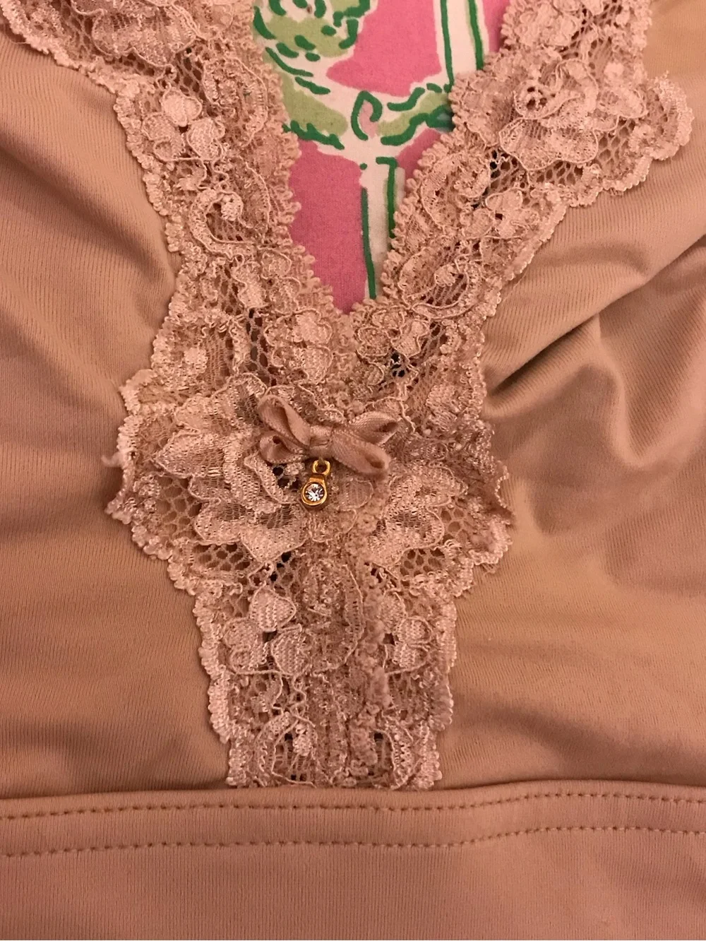 Soma Beige Tan Lace Trim Embraceable Unlined Wireless LT Bra size XL